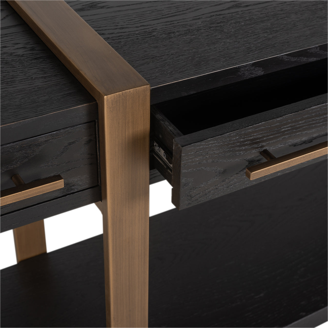 Sideboard tv unit  in Dark Wood with brass handles 