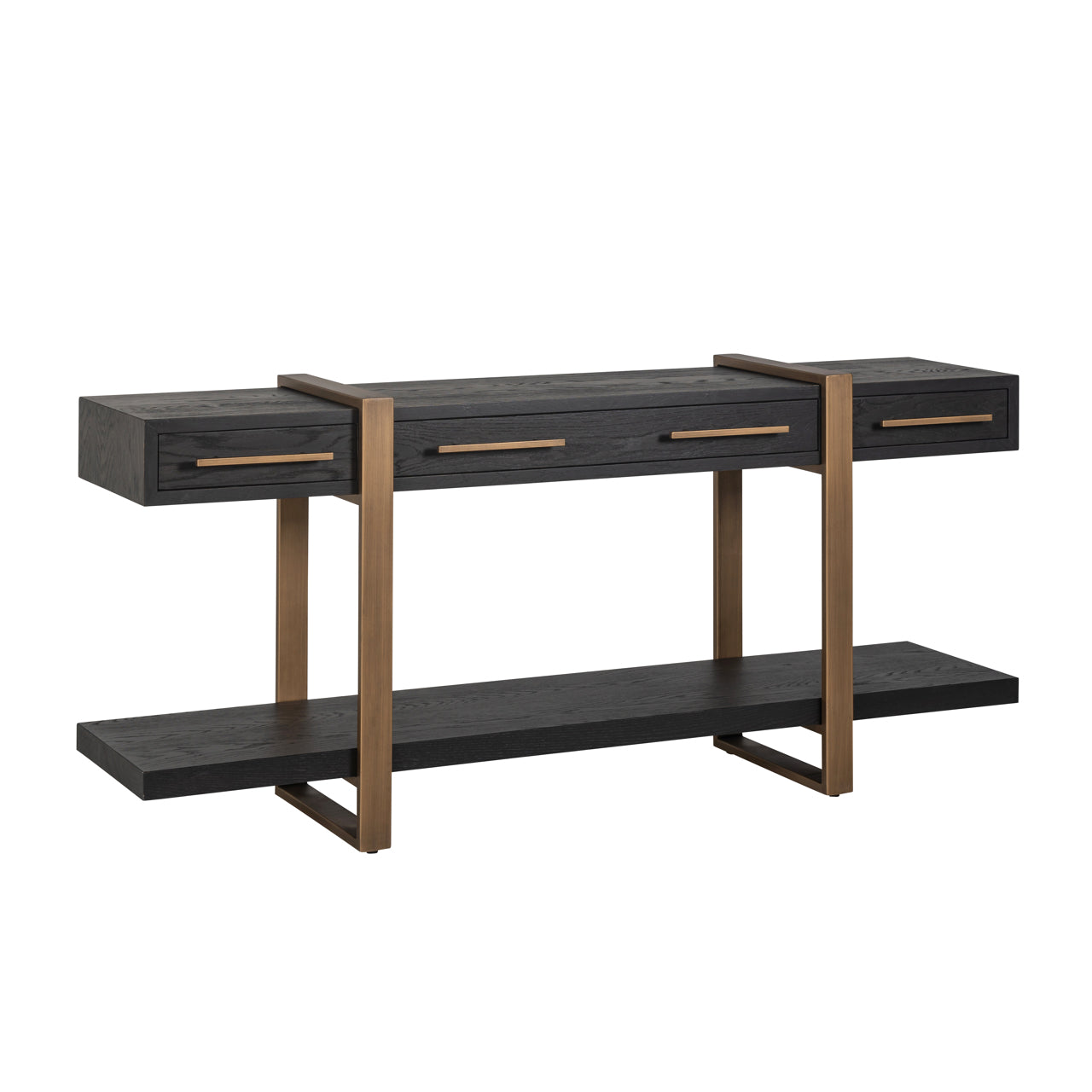 Sideboard tv unit  in Dark Wood with brass handles 