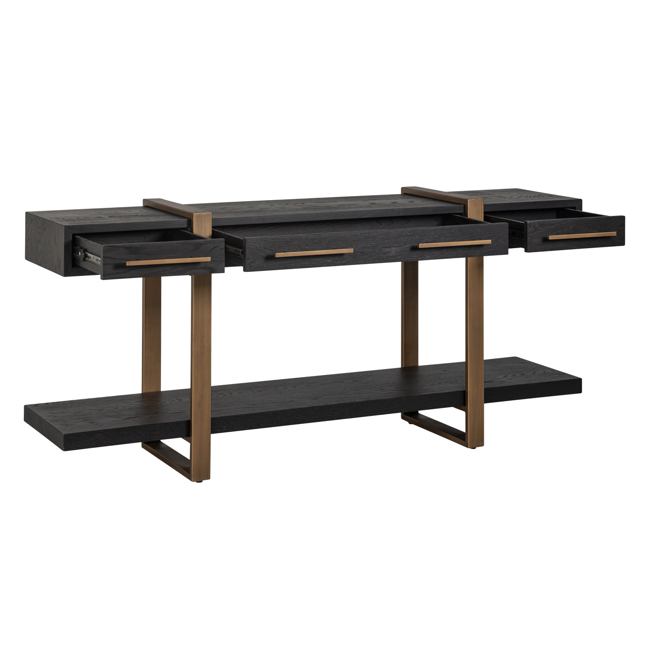 Sideboard tv unit  in Dark Wood with brass handles 