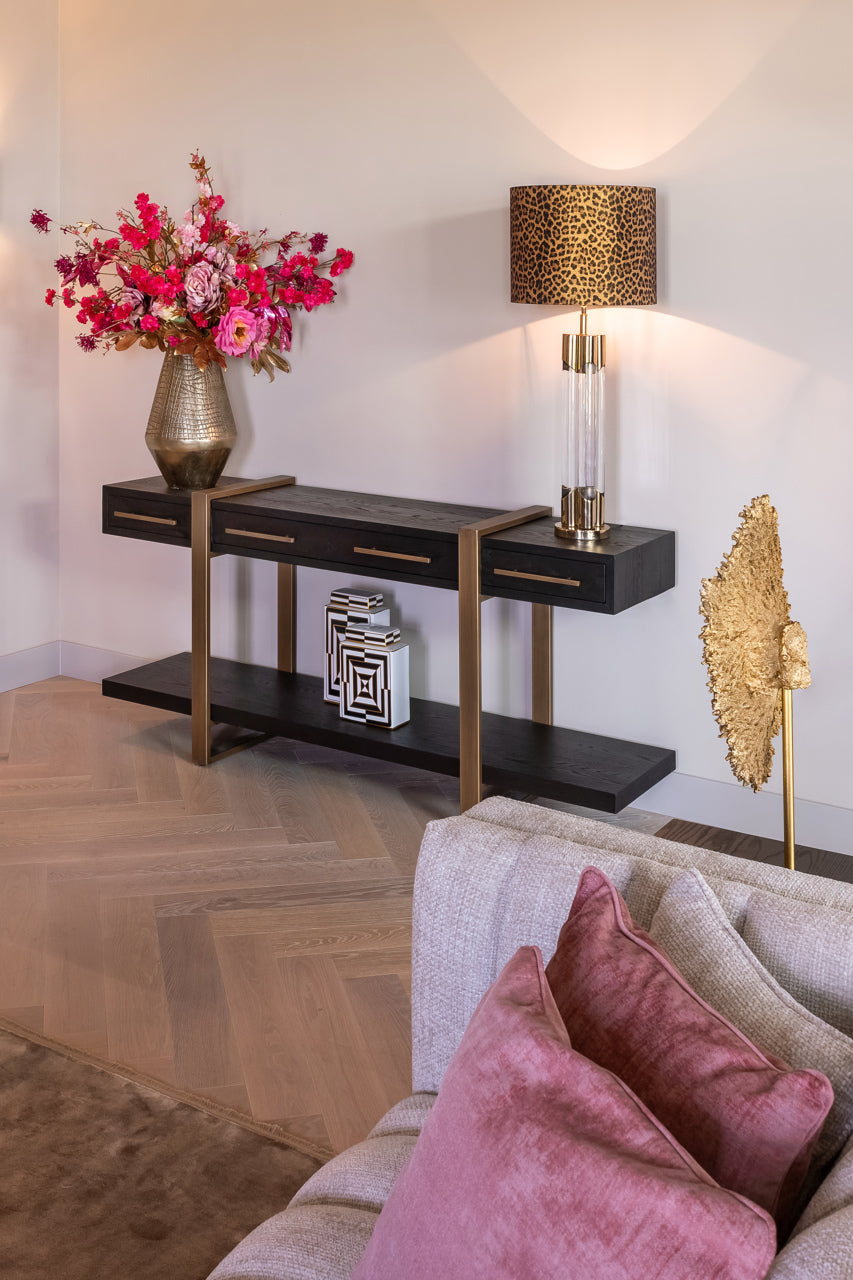 Sideboard tv unit  in Dark Wood with brass handles 