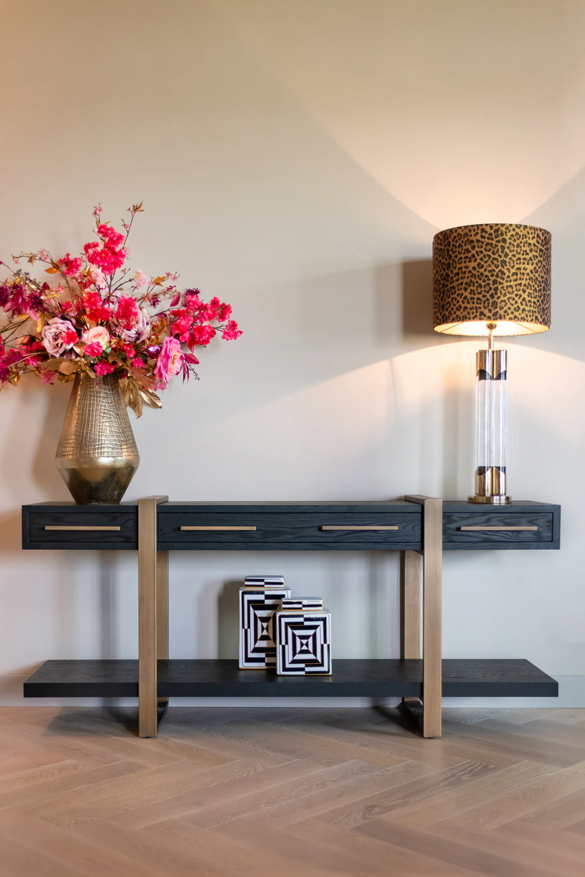 Sideboard tv unit  in Dark Wood with brass handles 