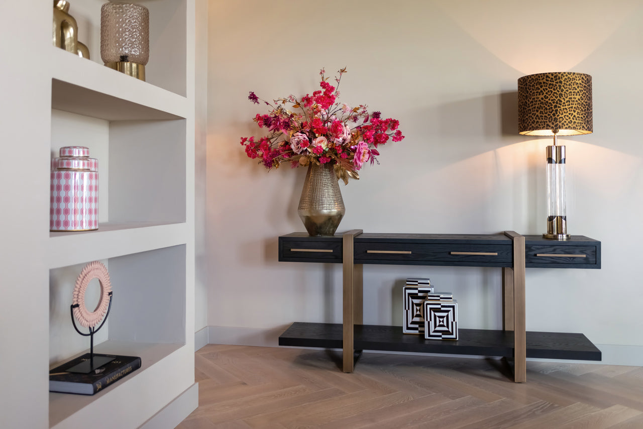 Sideboard tv unit  in Dark Wood with brass handles 