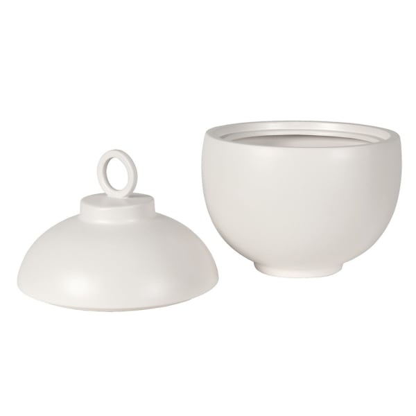Off White Ceramic Lidded Jar