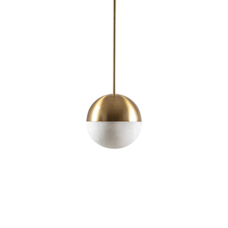Ceres Round Alabaster and Gold Pendant Light