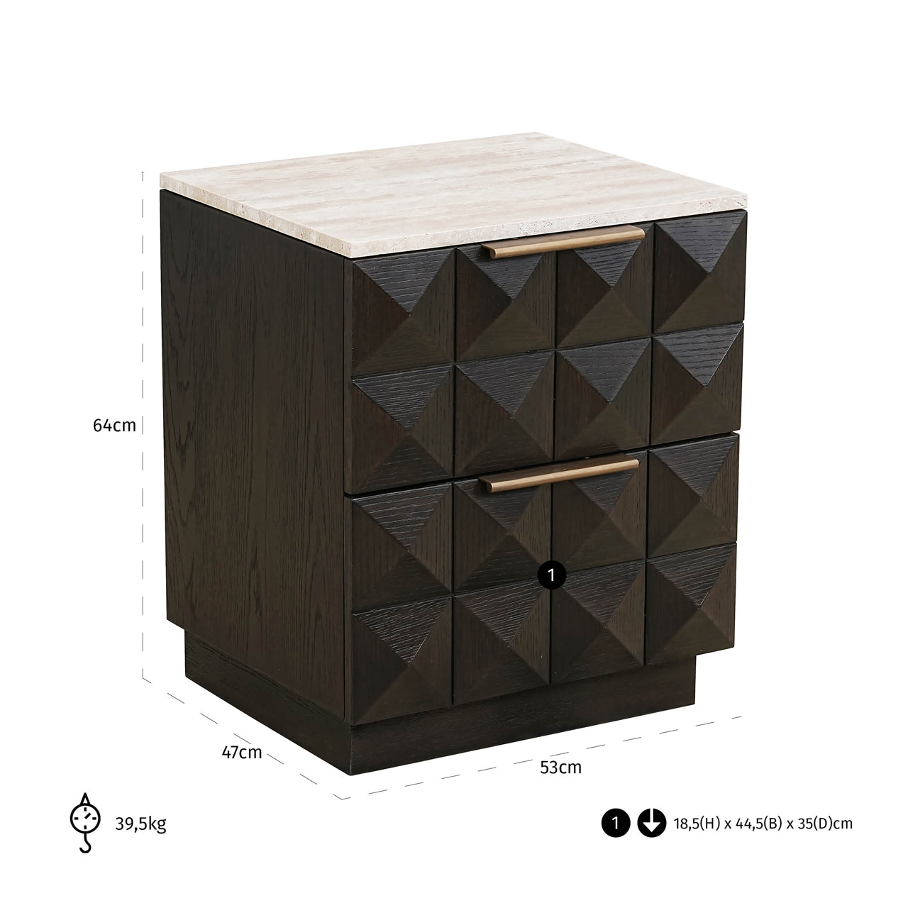 Claremont Bedside Table in Brown Wood