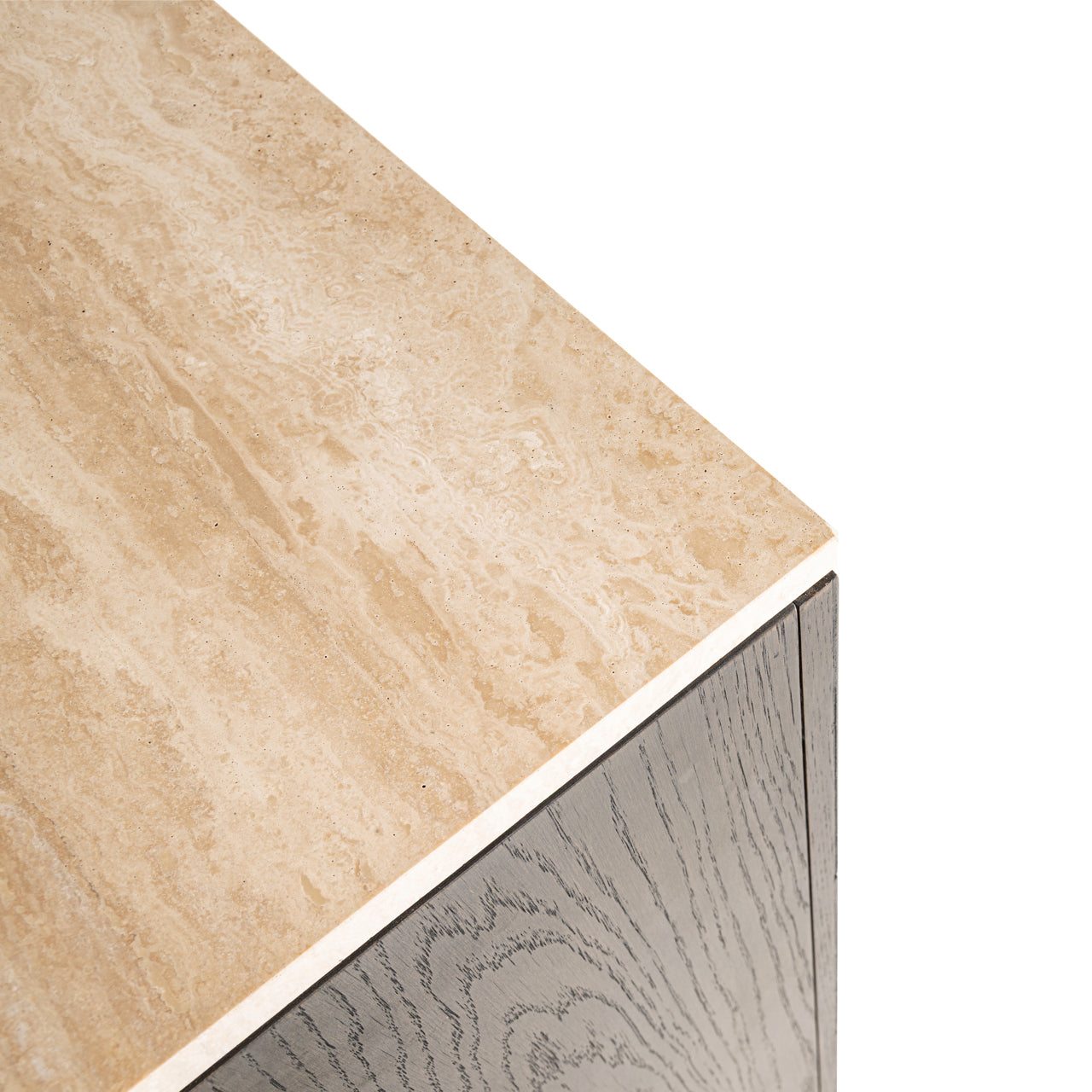 Dark Wood Sideboard with Marble Top and Geometric Doors – Modern Storage Cabinet