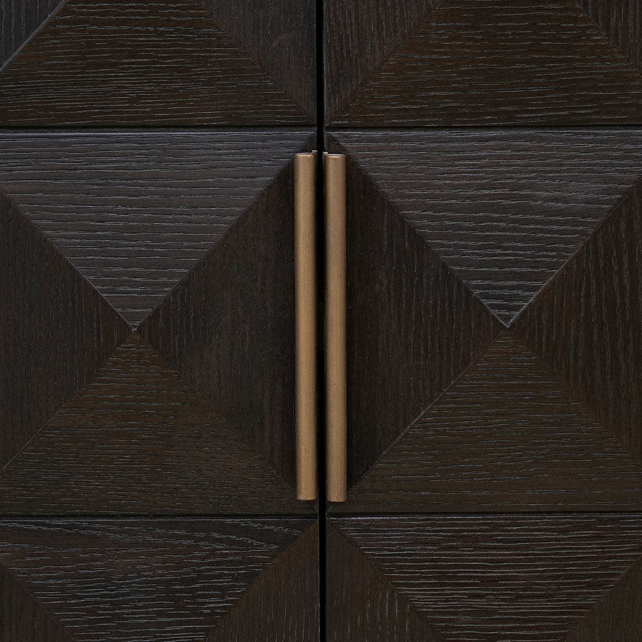 Dark Oak Geometric Sideboard with Travertine Top – Modern Luxury Storage Cabinet