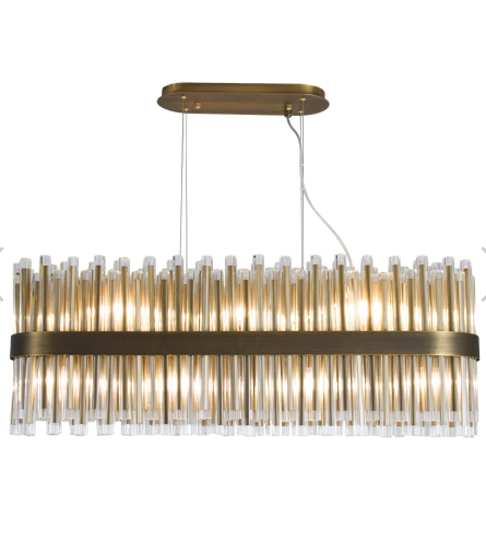 Colonna Linear Brass and glass Chandelier