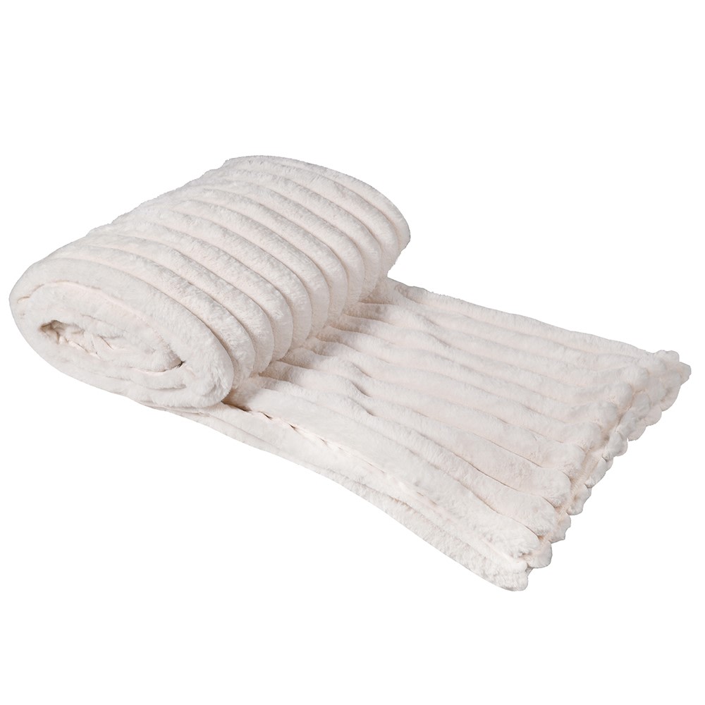Cream Faux ribbed Throw