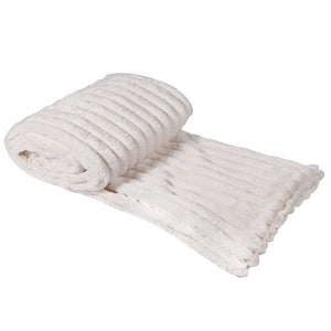 Cream Faux ribbed Throw