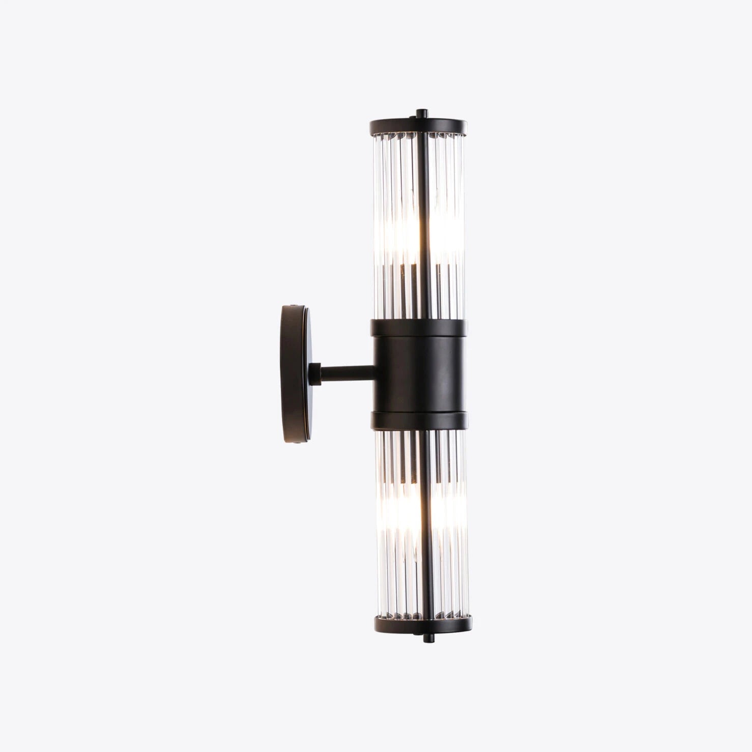 Blackened Bronze wall light with fluted glass