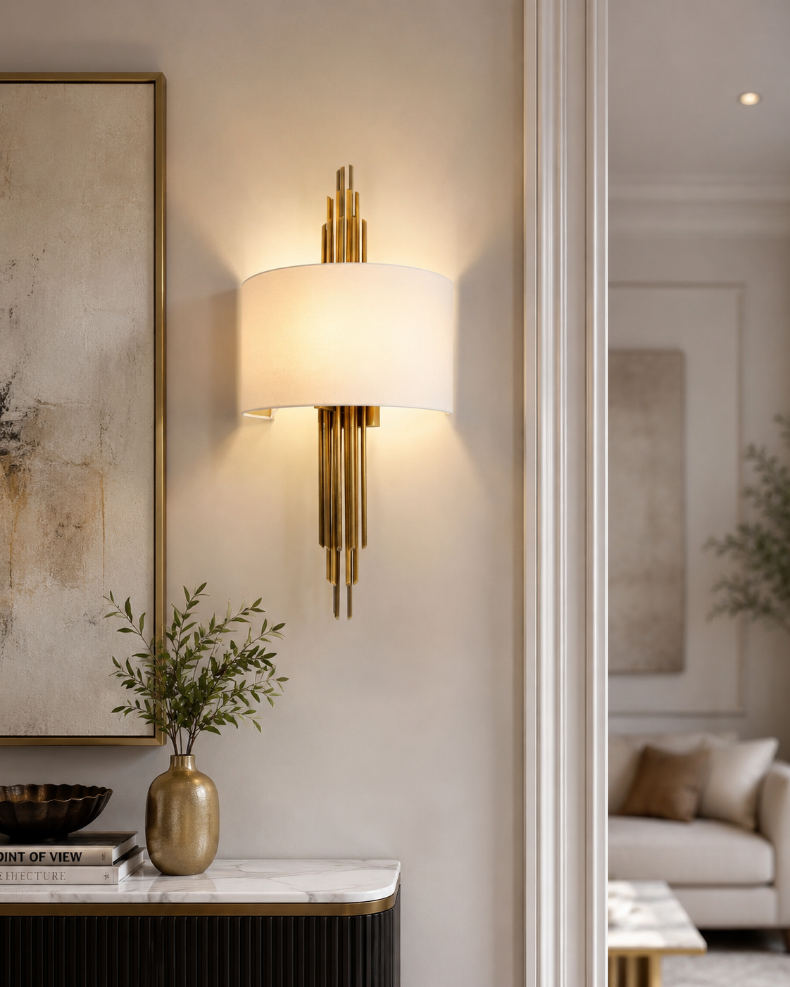 Brass and Fabric wall Lamp
