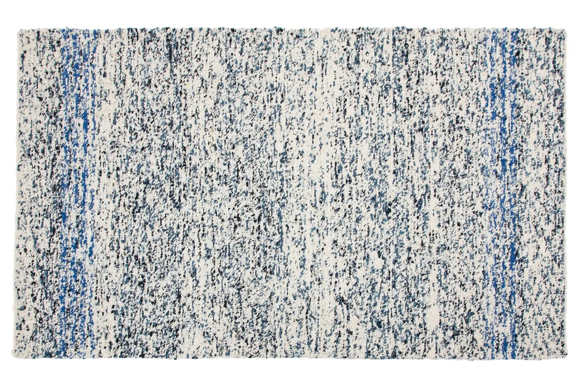 Fontenoy Indigo Rug featuring a detailed vintage-inspired indigo and ivory design