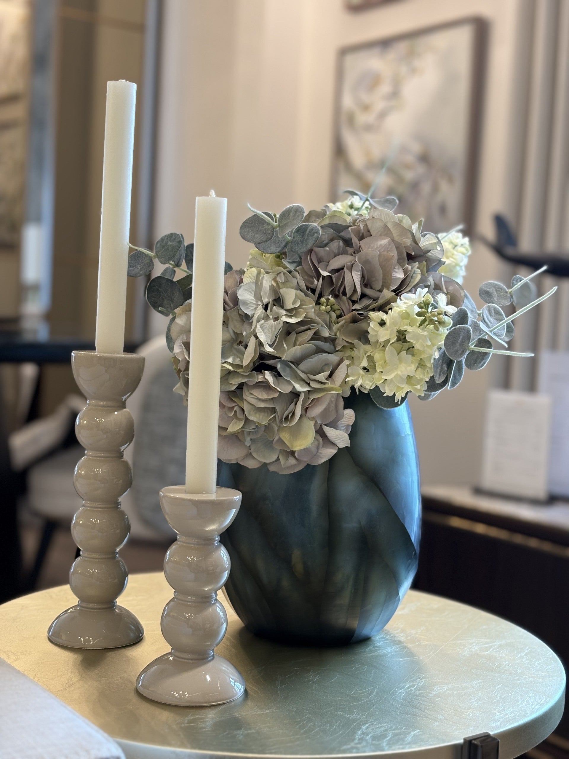 Cappuccino Bobbin Candlestick 14cm