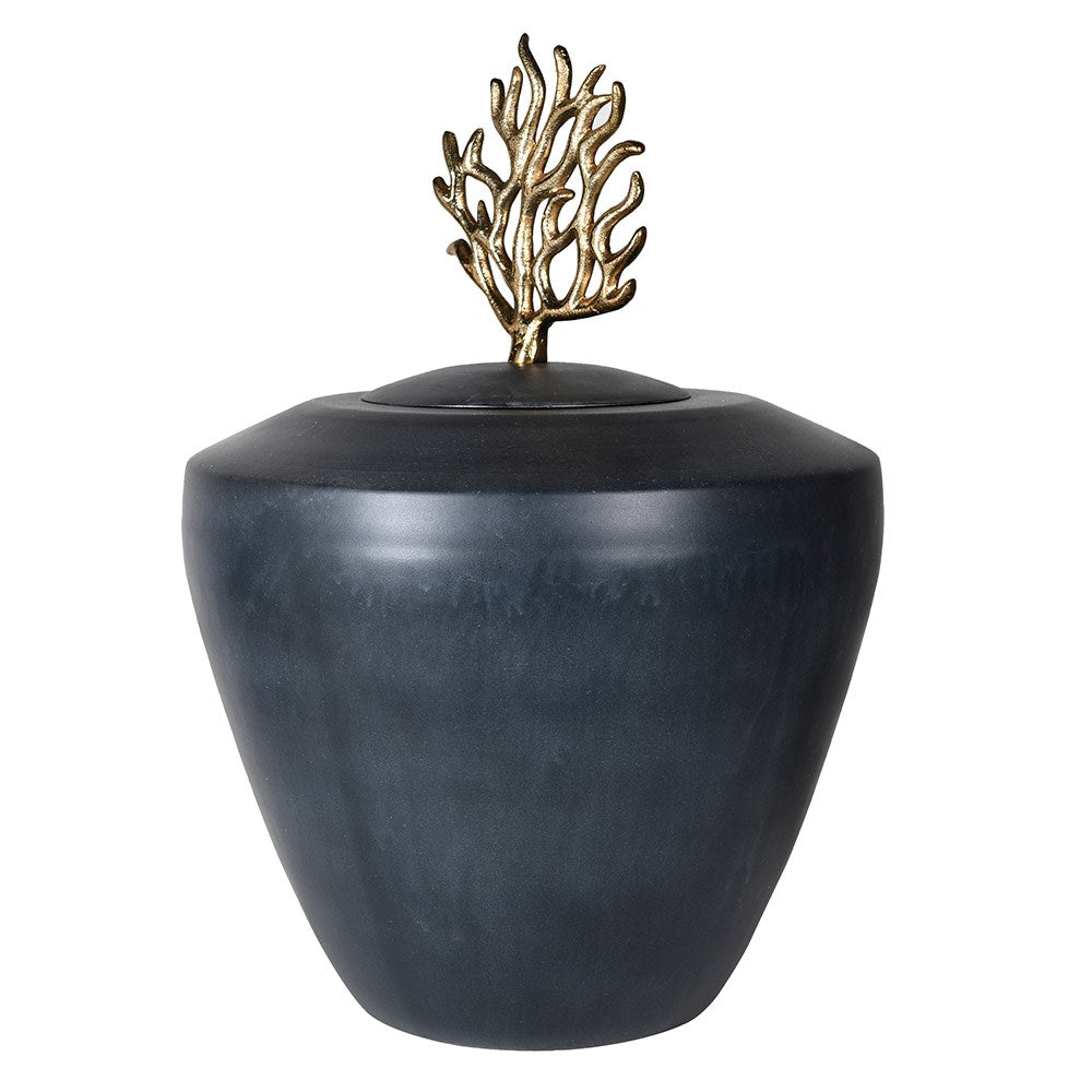 Gold coral lidded jar