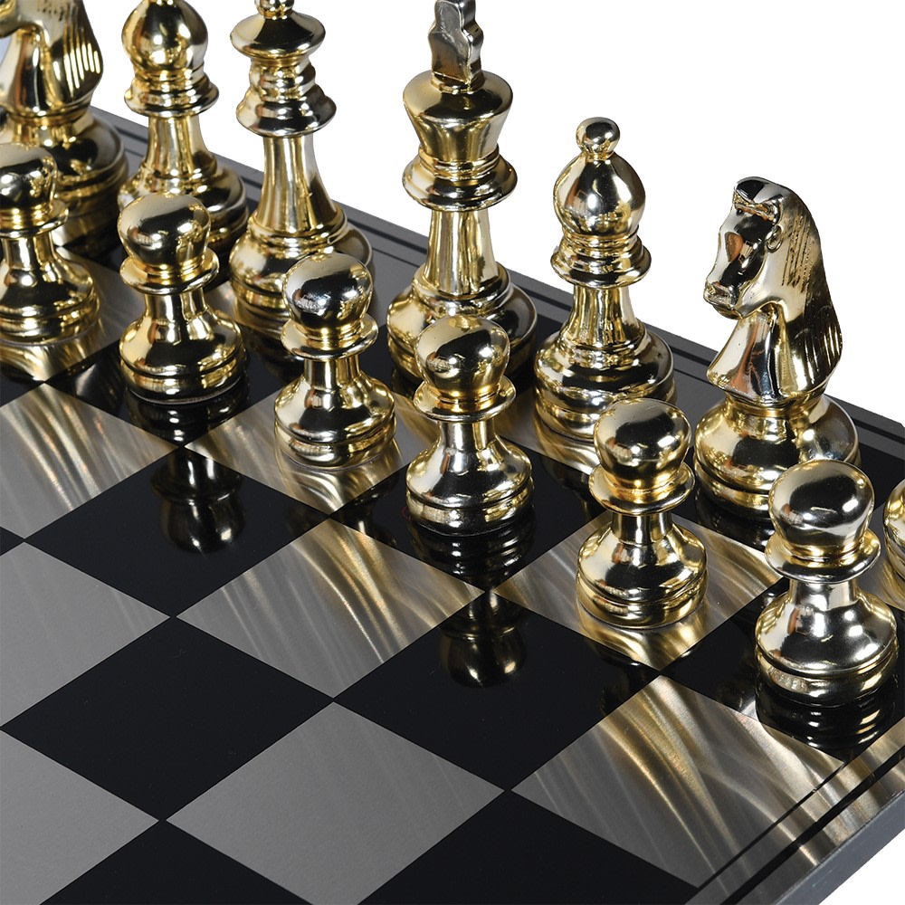 Oversized Gold and Silver Chess Set