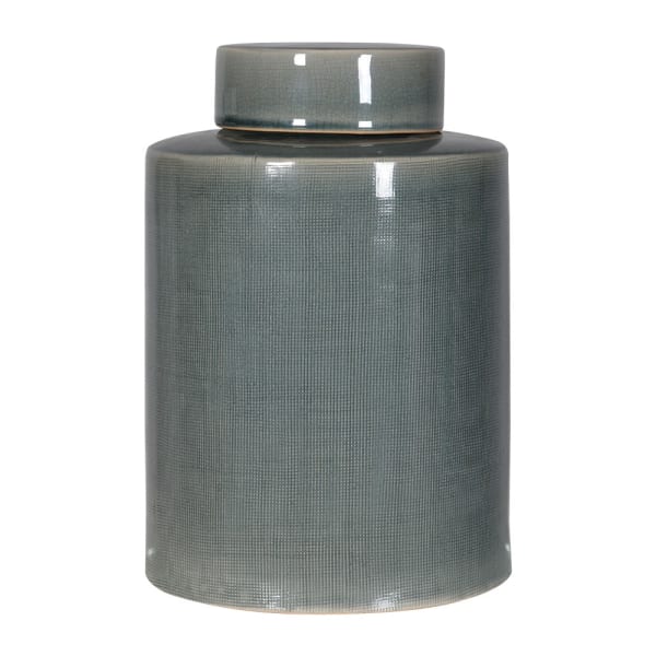 Home Khaki ceramic lidded jar