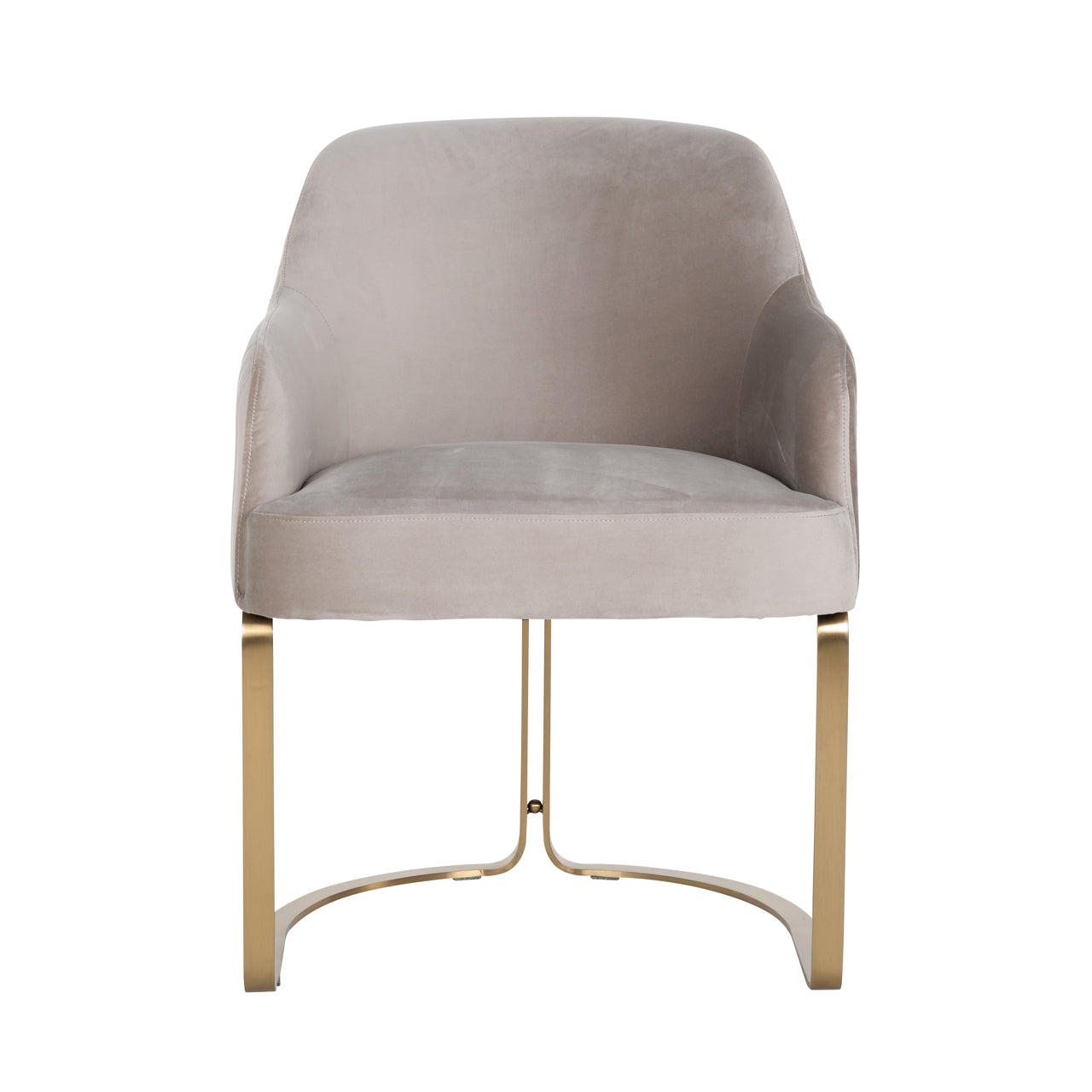 Modern velvet dining chair in beige with gold metal legs