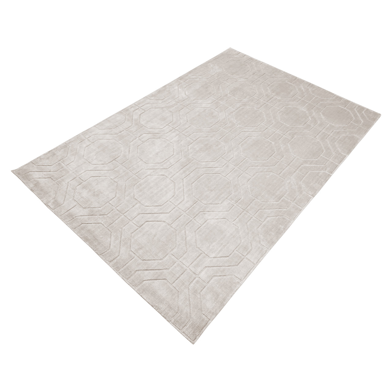 Luxury Neutral ivory rug with modern geometric pattern