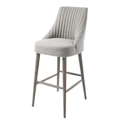 Harlow barstool in warm grey linen-blend fabric for kitchen island and breakfast bar seating.