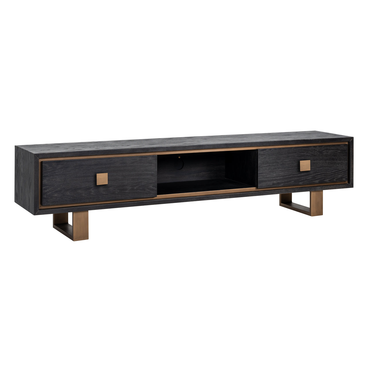 Media Unit in Black Rustic Finish and gold 