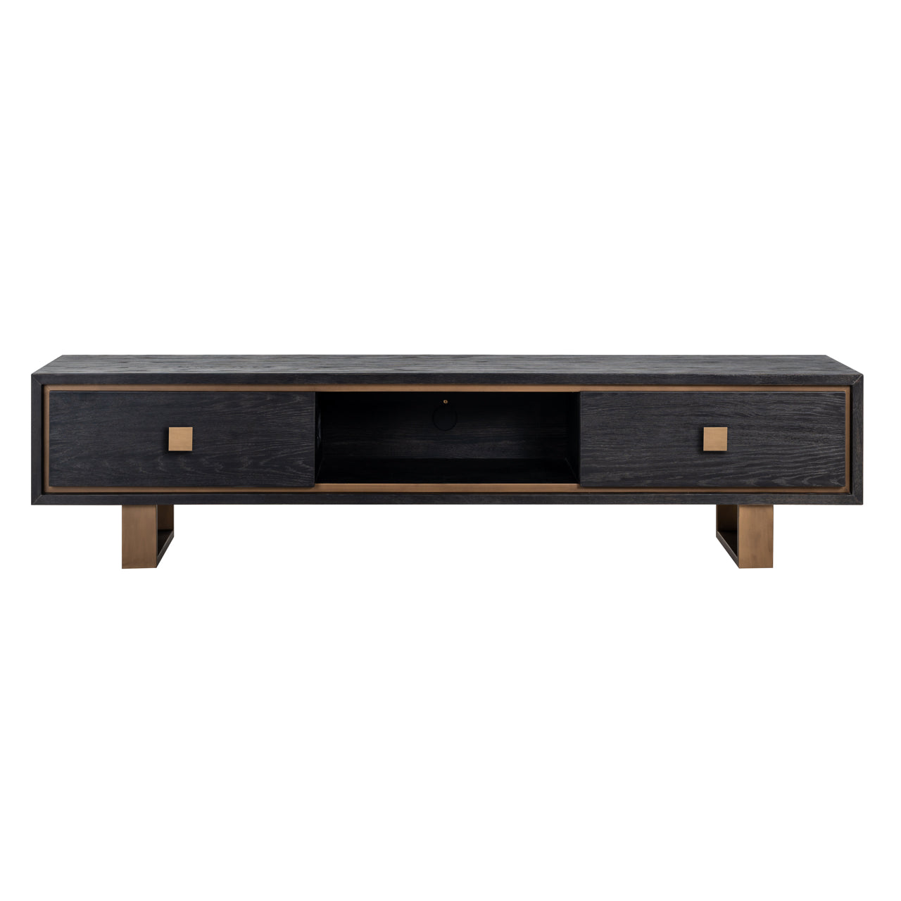 Media Unit in Black Rustic Finish and gold 