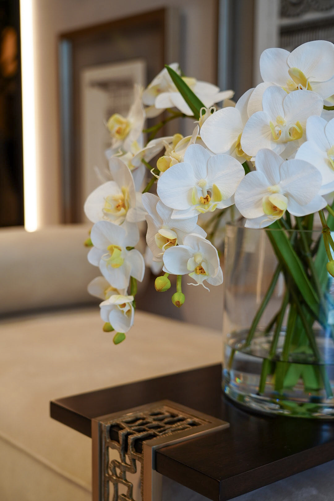 White Phalaenopsis Orchid in Glass Vase