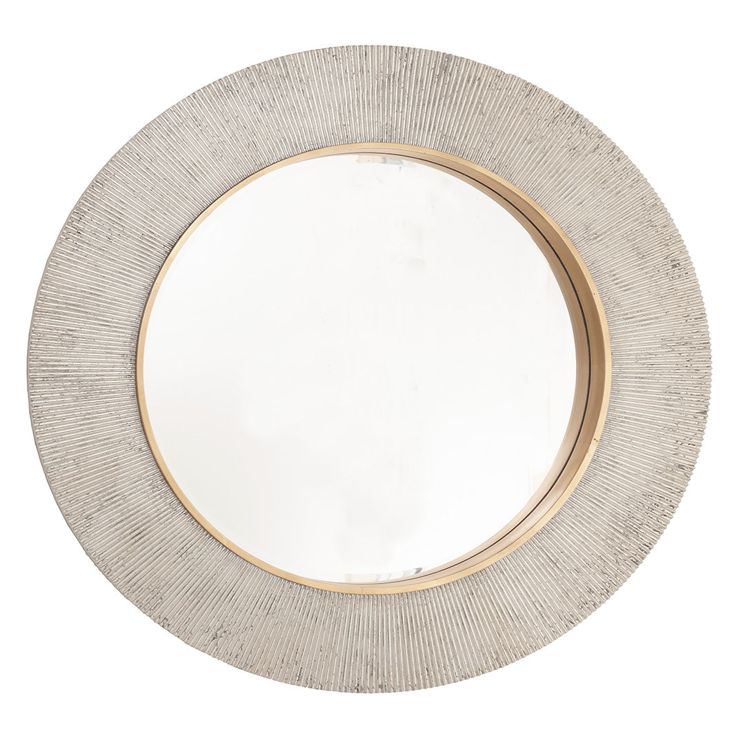 Round fluted champagne wall mirror