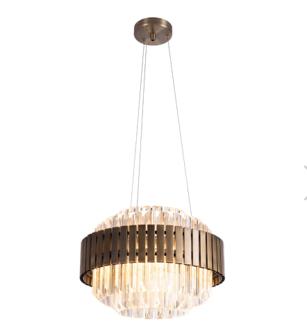 Jules Sculpted Brass and glass round Chandelier