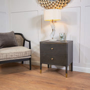 Dark Wood Nightstand with Brass Handles