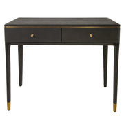 Dark wood dressing table with two drawers and brass detailing”