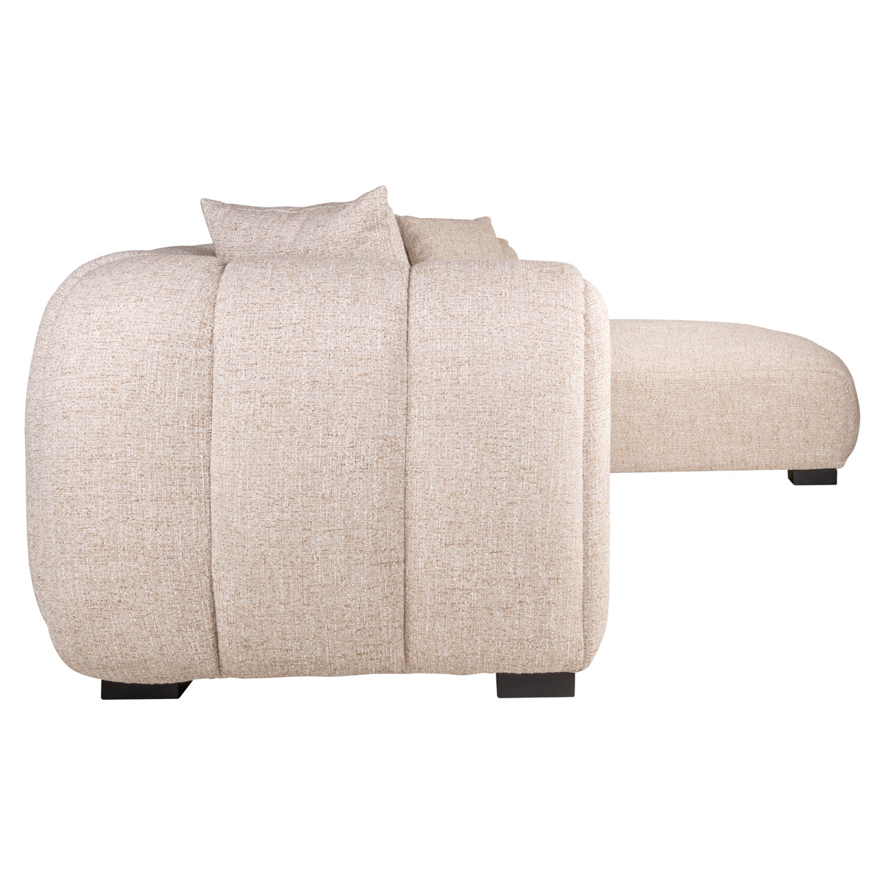 Extra-long beige luxury sofa with channel tufting
