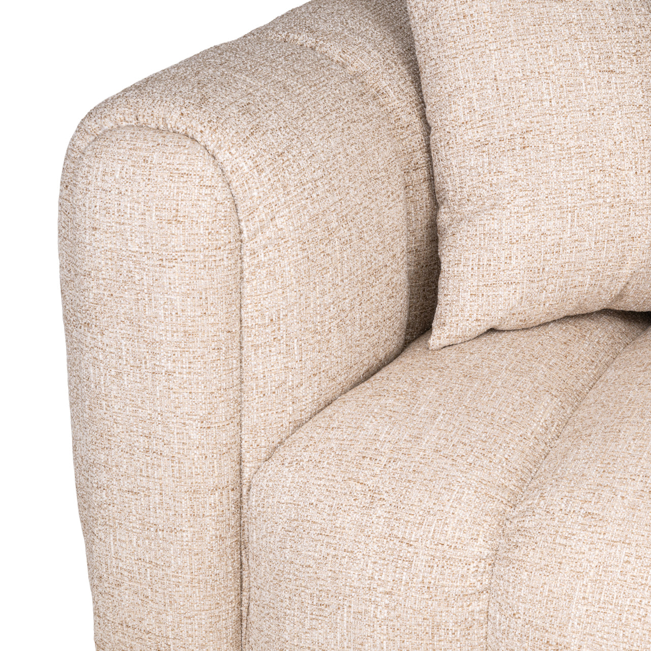 Extra-long beige luxury sofa with channel tufting