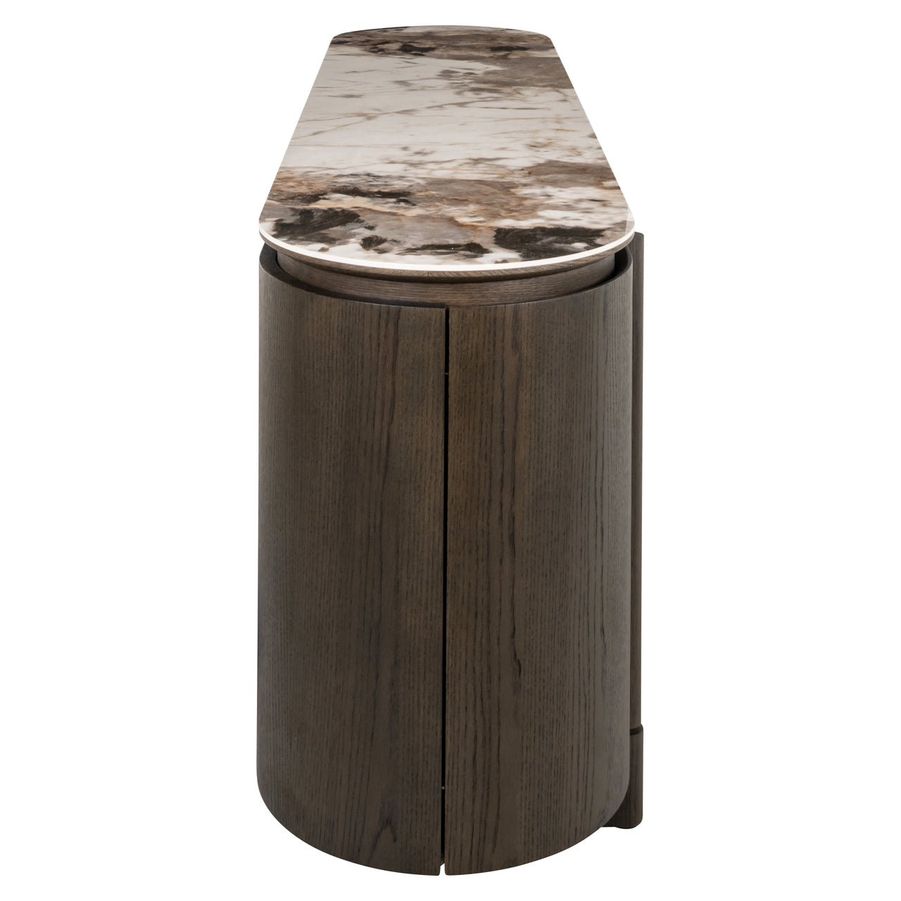 Dark Oak Sideboard with Ceramic Top – Modern Brown Storage Cabinet