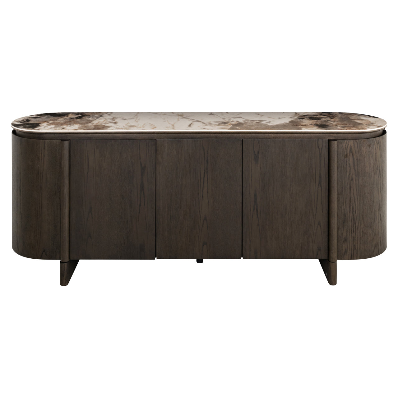 Dark Oak Sideboard with Ceramic Top – Modern Brown Storage Cabinet
