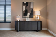 Dark Oak Sideboard with Ceramic Top – Modern Brown Storage Cabinet