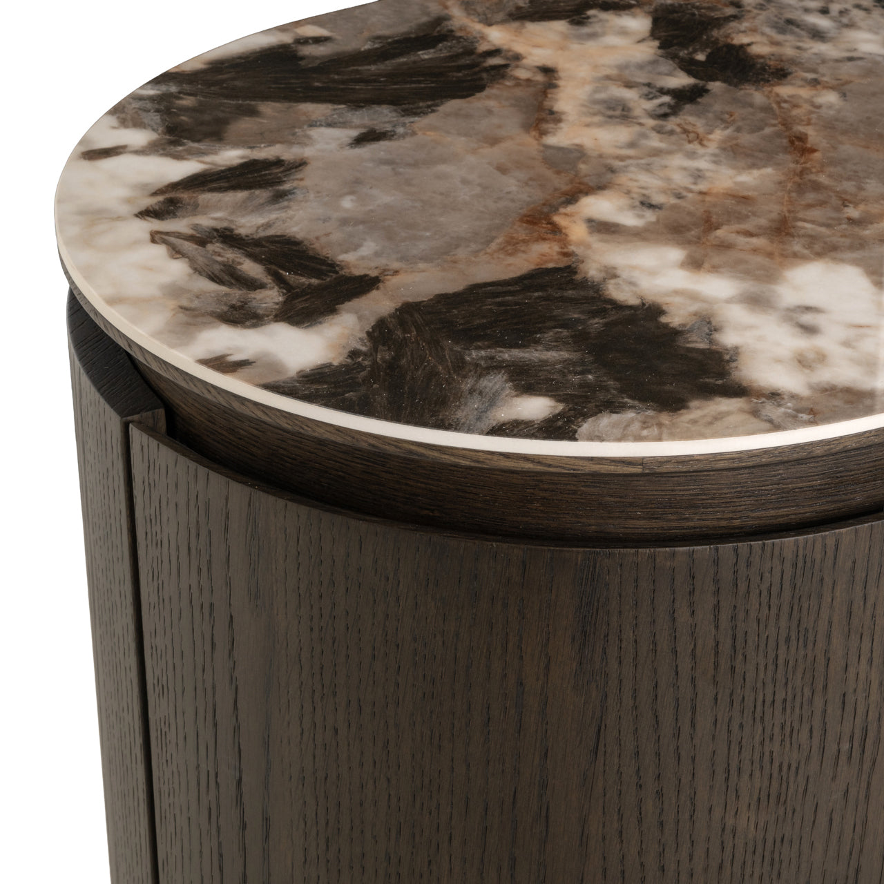 Dark Oak Sideboard with Ceramic Top – Modern Brown Storage Cabinet