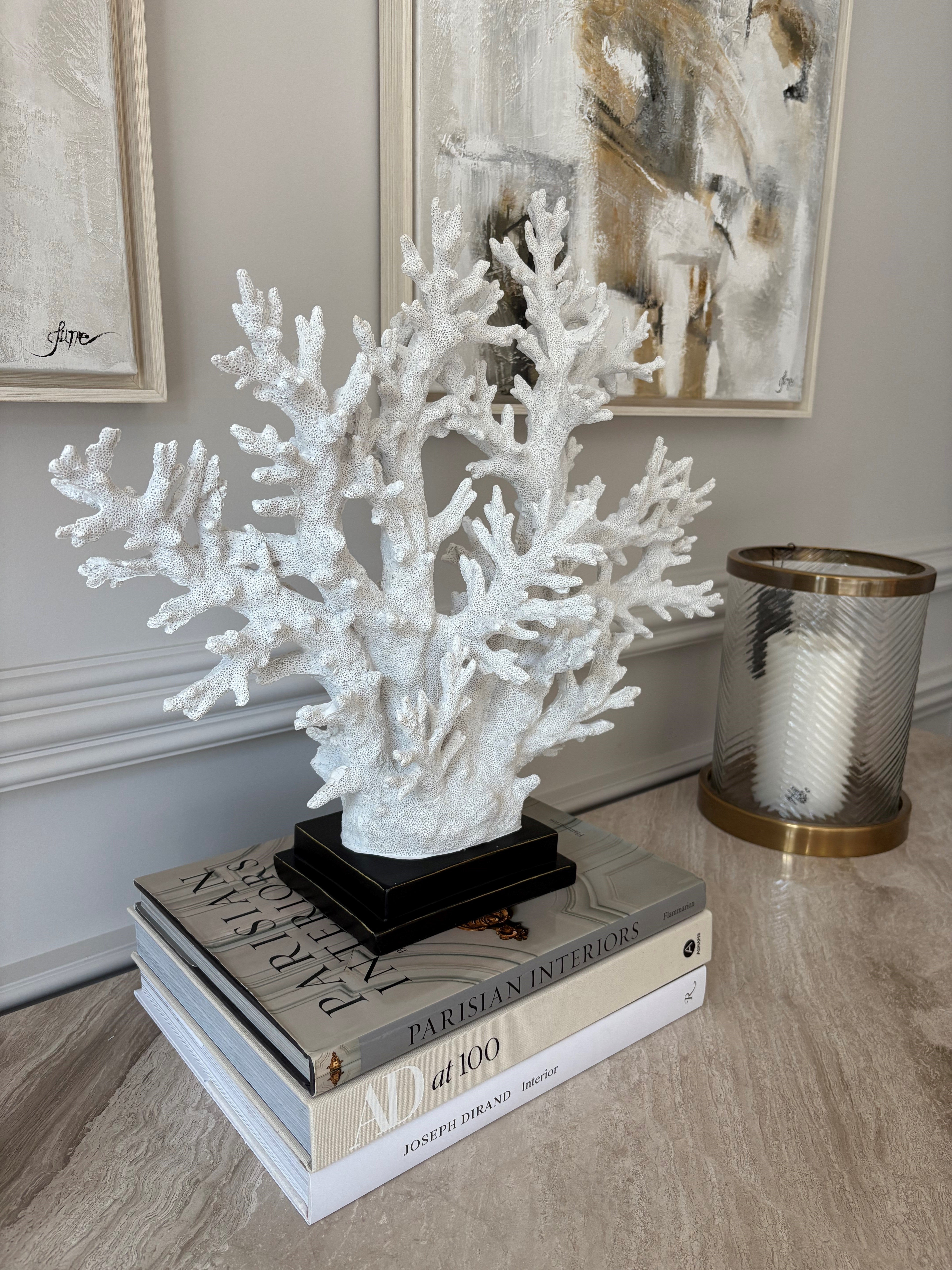 White faux Coral Tree on stand