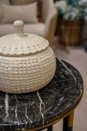 Large white lidded jar