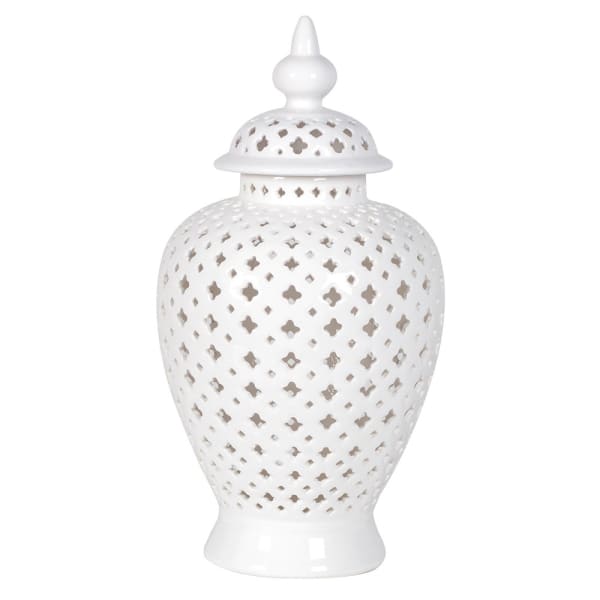 Large white ceramic ginger jar