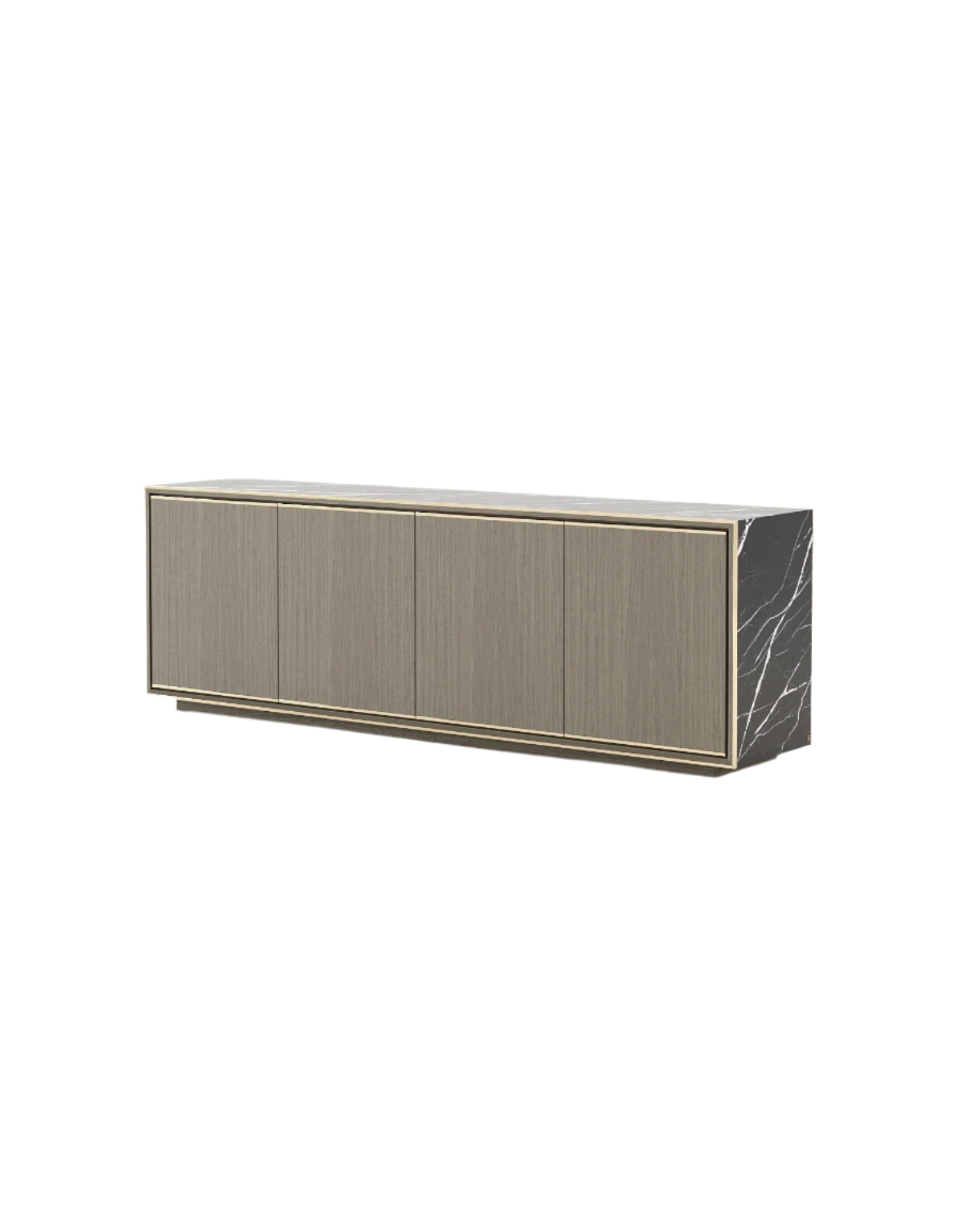 Laskasas walnut veneer matte sideboard with marble top