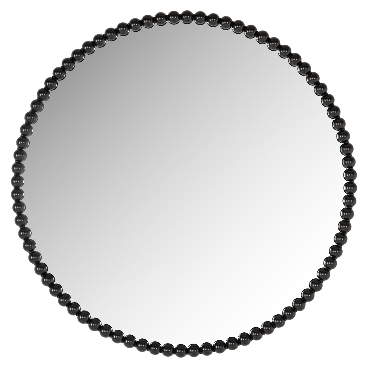 Black Round Beaded Mirror 