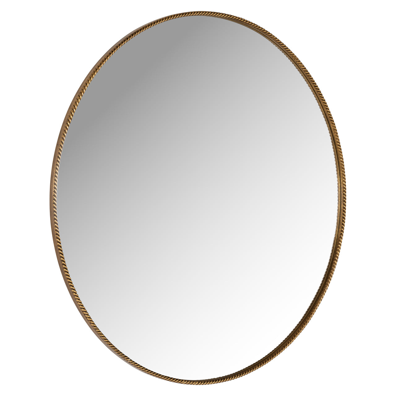 Slim Round Antique Gold Mirror
