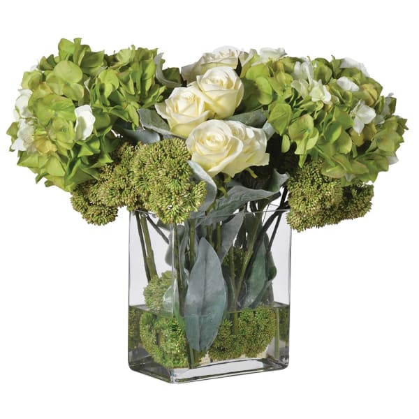 Faux Lime Hydrangea Arrangement