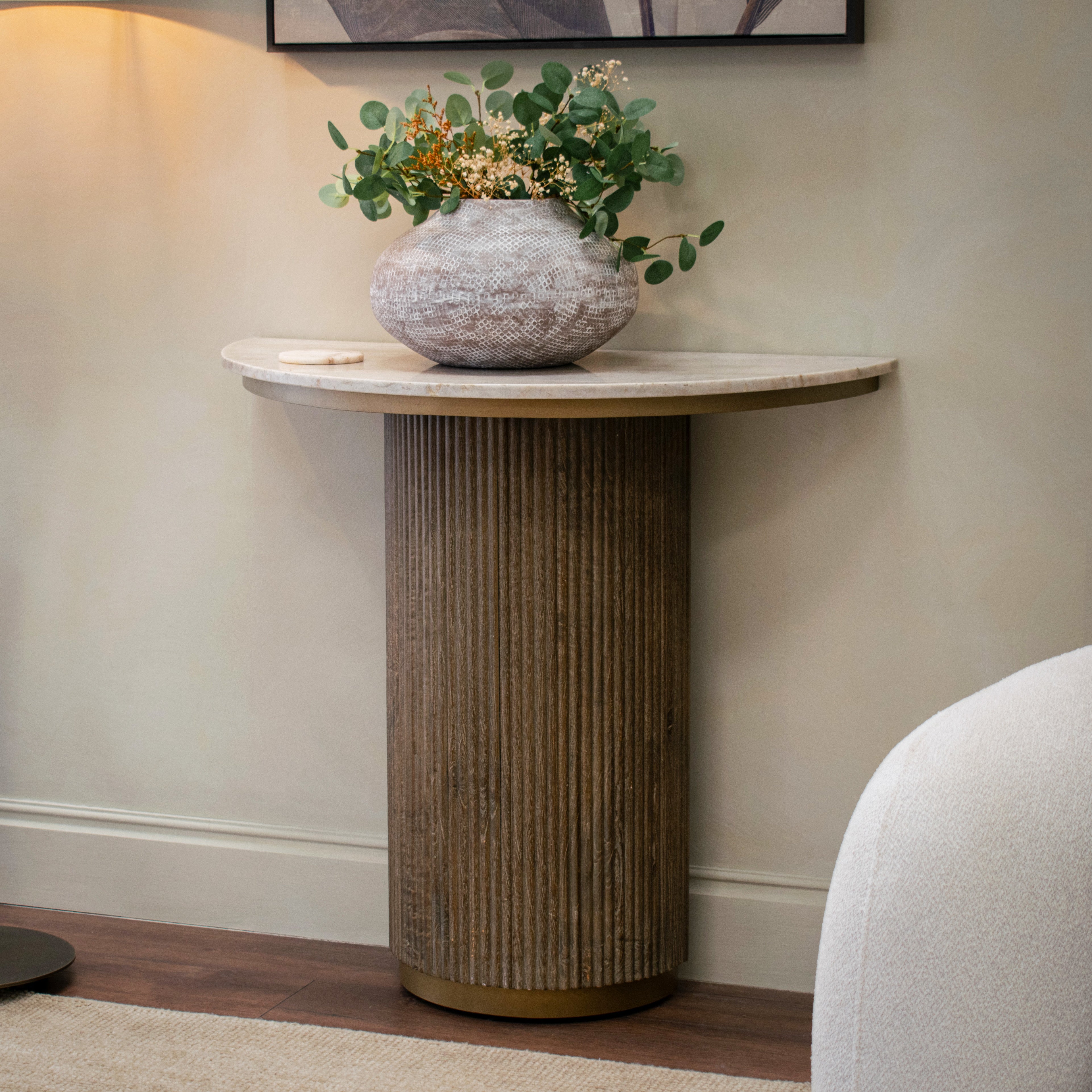 luxury wood and marble console table 