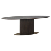 Luxury oval wooden dining table with textured base design
