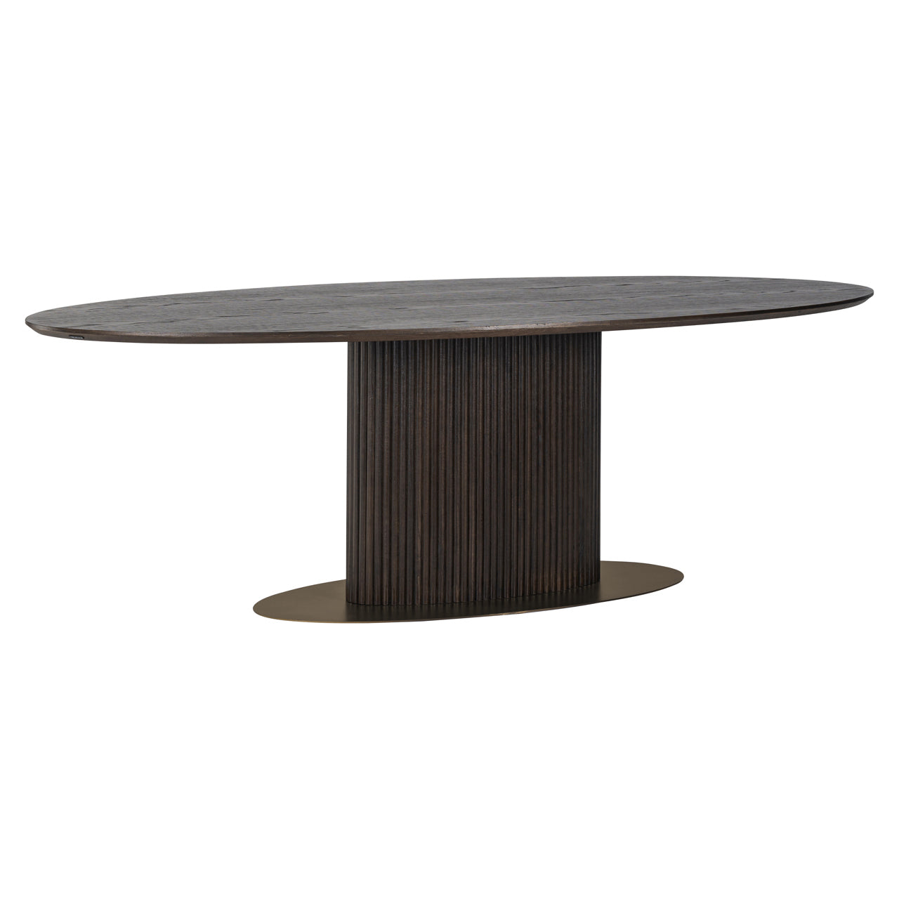 Luxury oval wooden dining table with textured base design