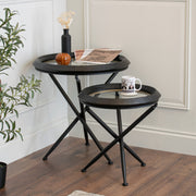 Set of black and mirror console tables 