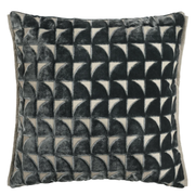 Graphite velvet cushion with geometric pattern