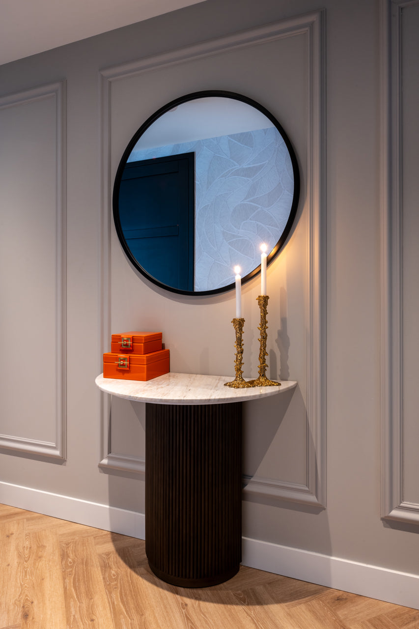 Luxury marble console table dark wood base hallway furniture